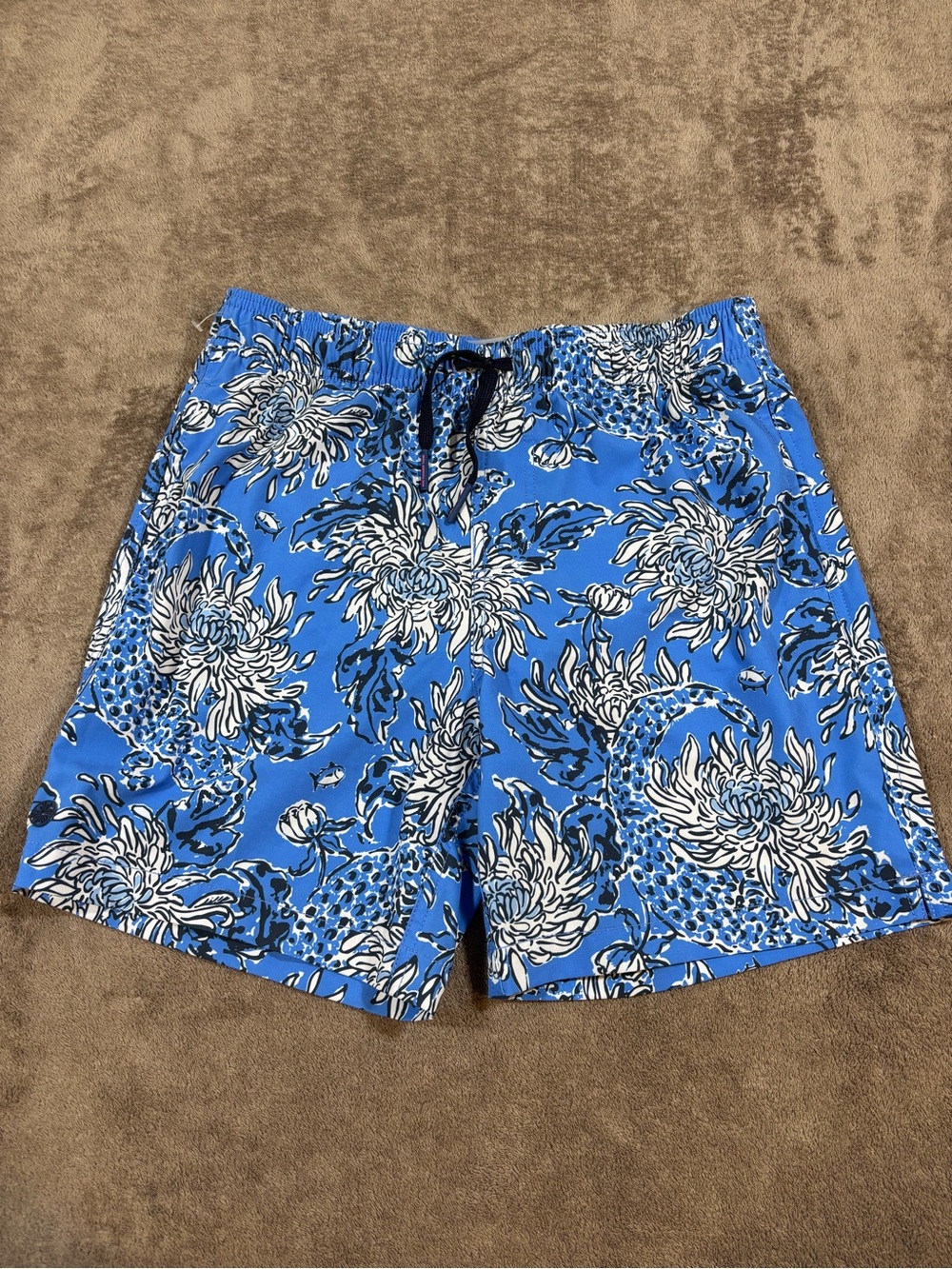 Lilly Pulitzer x Southern Tide Boca Blue Swim Trunks Boys Large 12-14